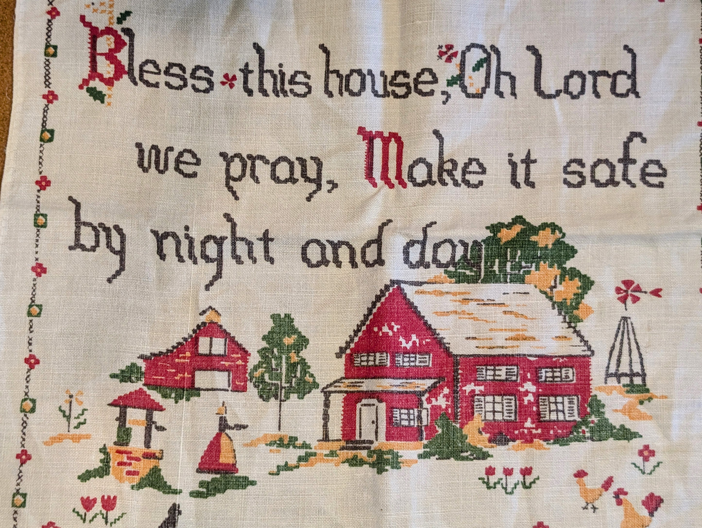 1961 Bless This House Calendar Dish Towel