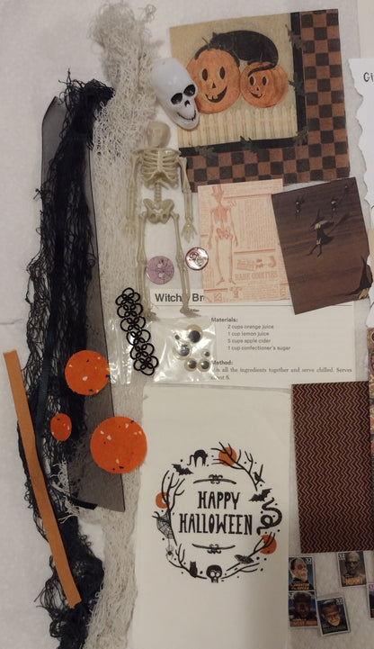 Halloween-themed bundle: 40+ items... ephemera, textiles, extras