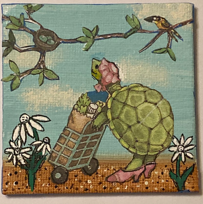 Mixed Media Turtle Magnet