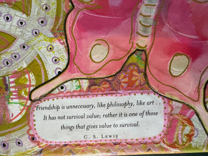 Friendship Butterfly 8x10 Original Mixed Media Art