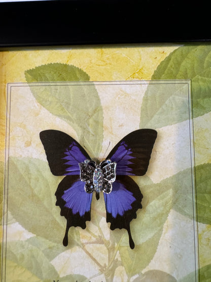 Silver and Purple Rhinestone Butterfly Art