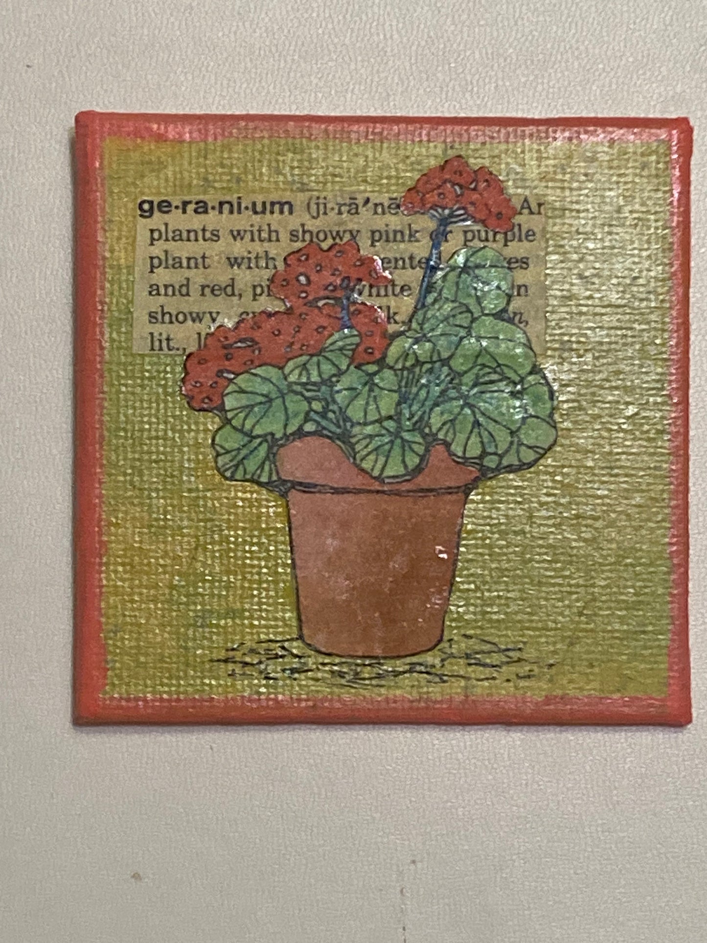 Mixed Media Geranium Magnet