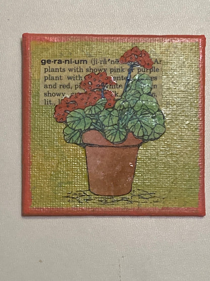 Mixed Media Geranium Magnet