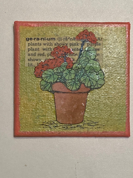 Mixed Media Geranium Magnet