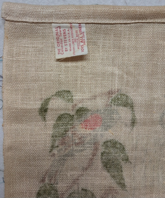 Linen Calendar Towel, 1965 (Birds)