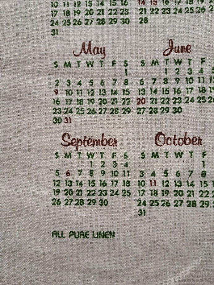 Linen Calendar Towel, 1982 (Orange Lily)