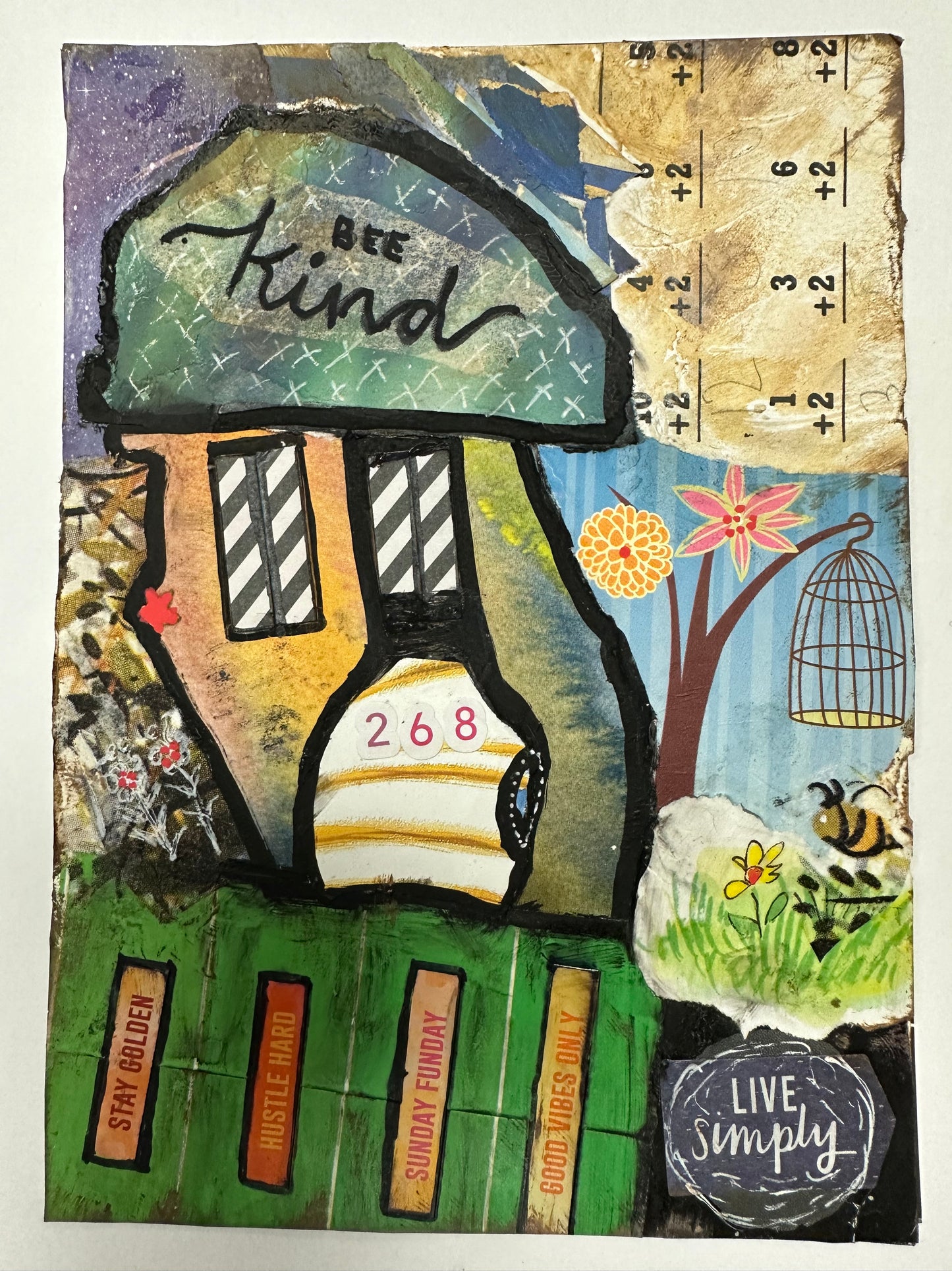 Bee Kind Tiny Tattered House Mixed Media