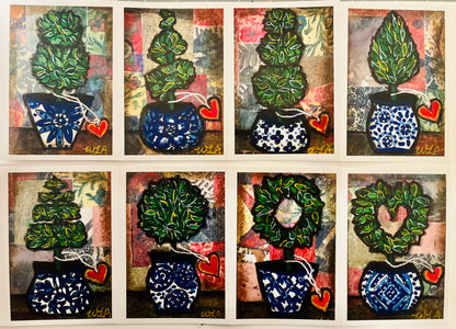 "Topiaries".  Set of eight 3.5" x 5" blank cards with envelopes.