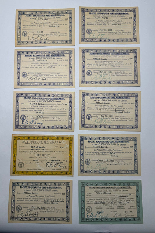 Vintage 1934-1936 Boy Scouts of America Award Cards