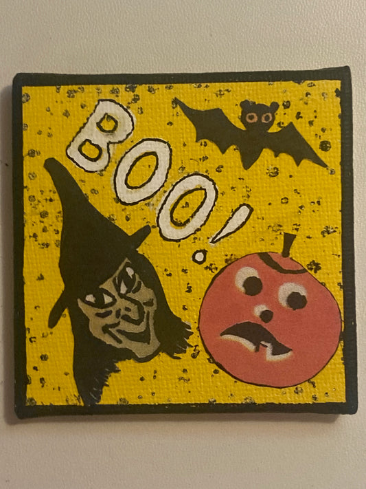 Mixed media BOO! magnet