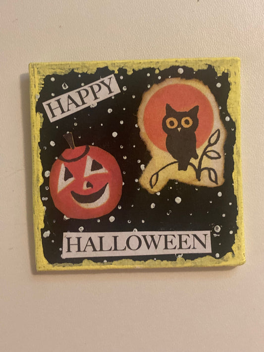 Mixed Media Happy Halloween magnet