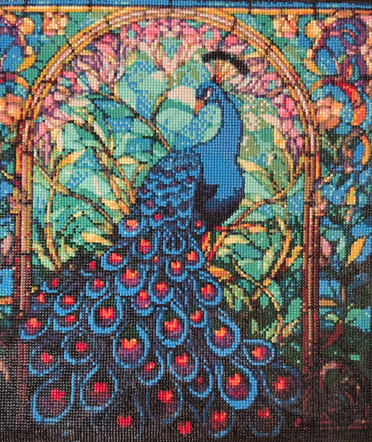 Completed Peacock Stained Glass Diamond Art Painting