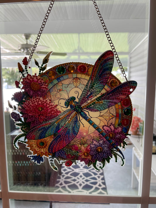 Sun Catcher, Dragonfly completed 5D diamonds art painting