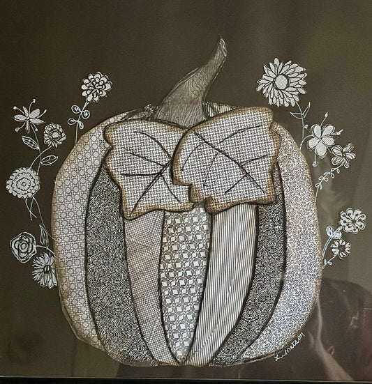 Framed 12X12 Envelope Liner Pumpkin Art