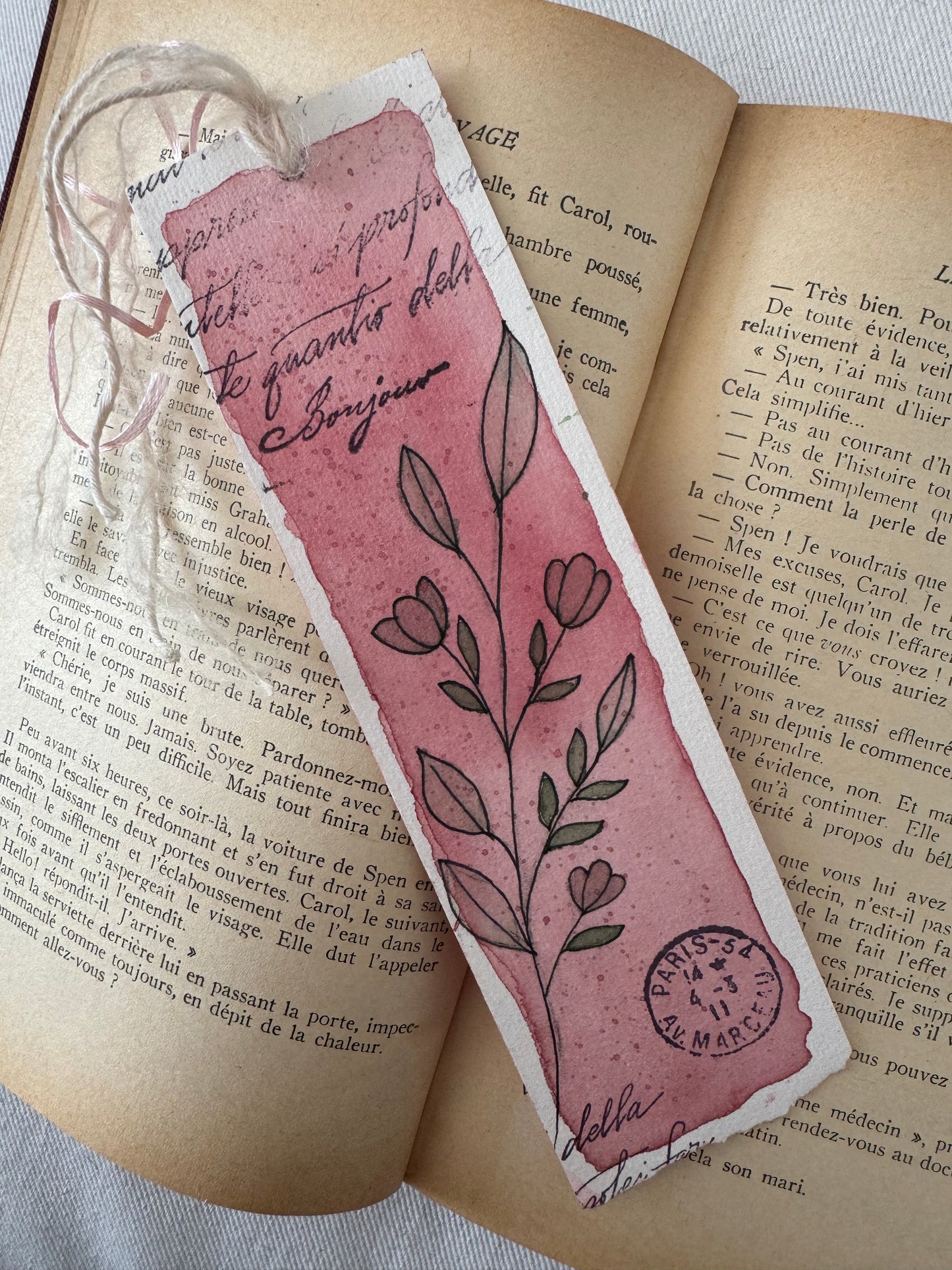 Bookmark - pink flowers