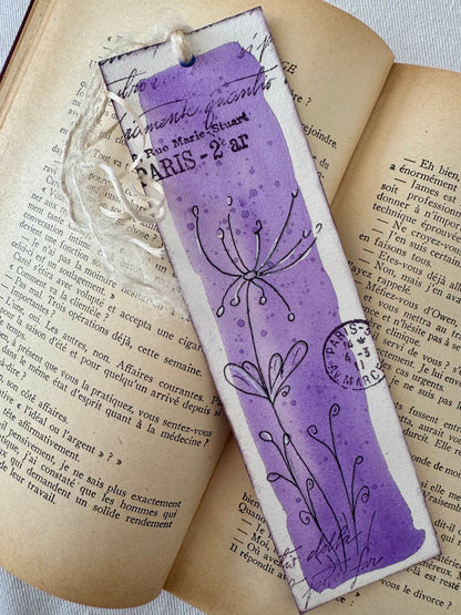 Bookmark - purple botanical