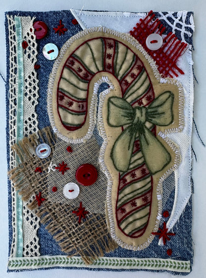 Fabric Christmas panel (candy cane)