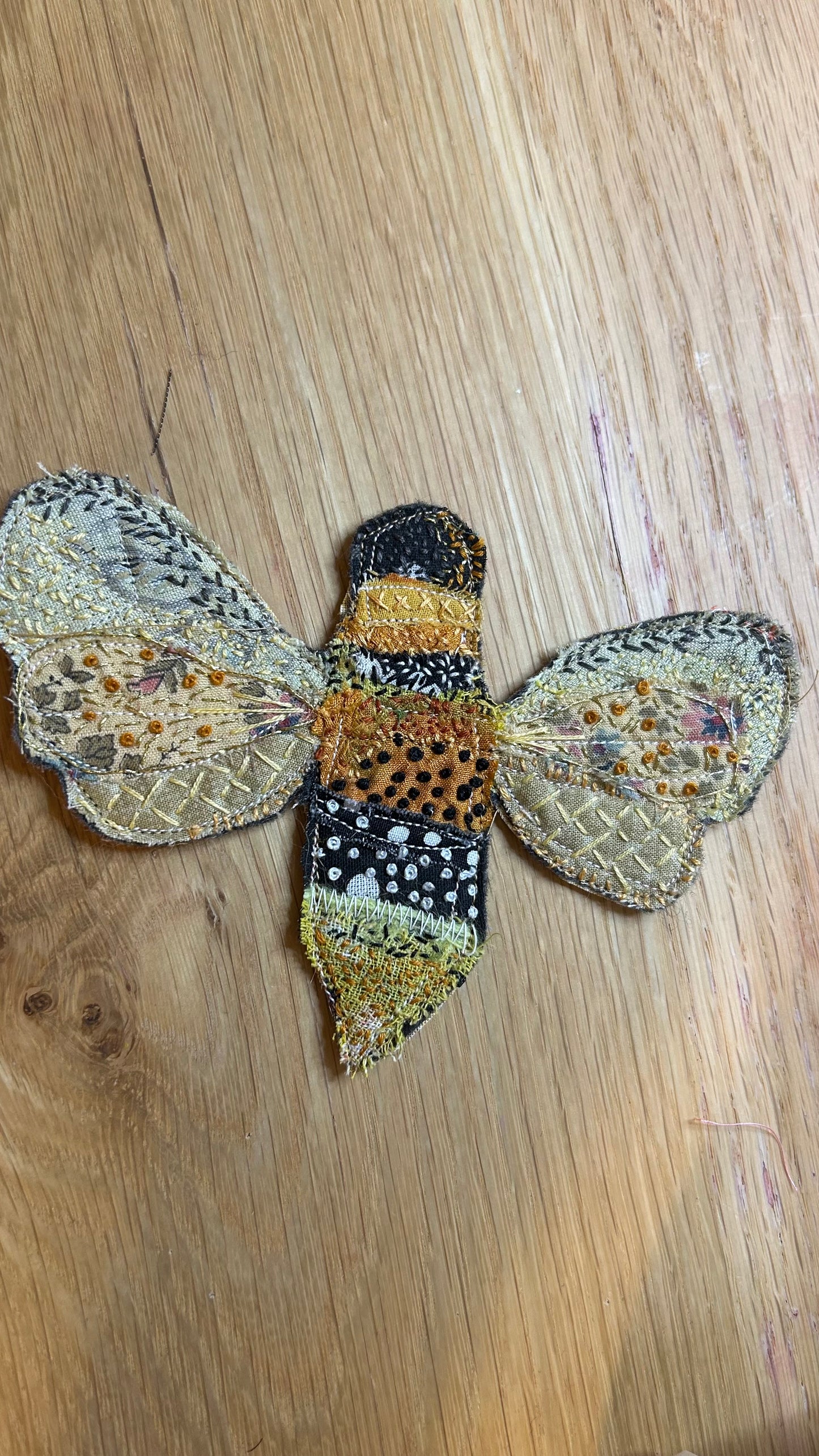 Bee- Slow Stitched fiber art