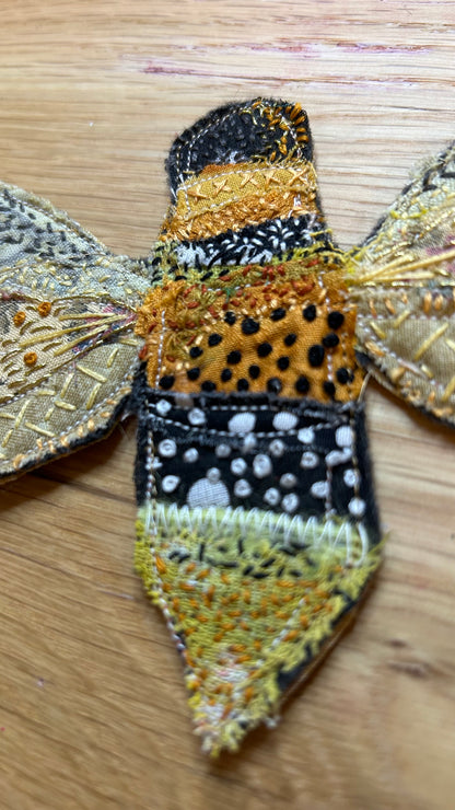 Bee- Slow Stitched fiber art