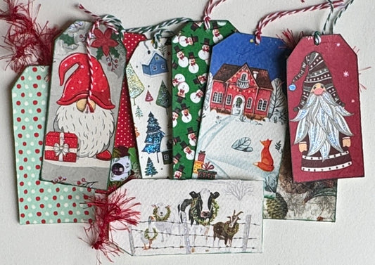 Christmas/Winter Tag Set (nine piece) 5" x 2.5"