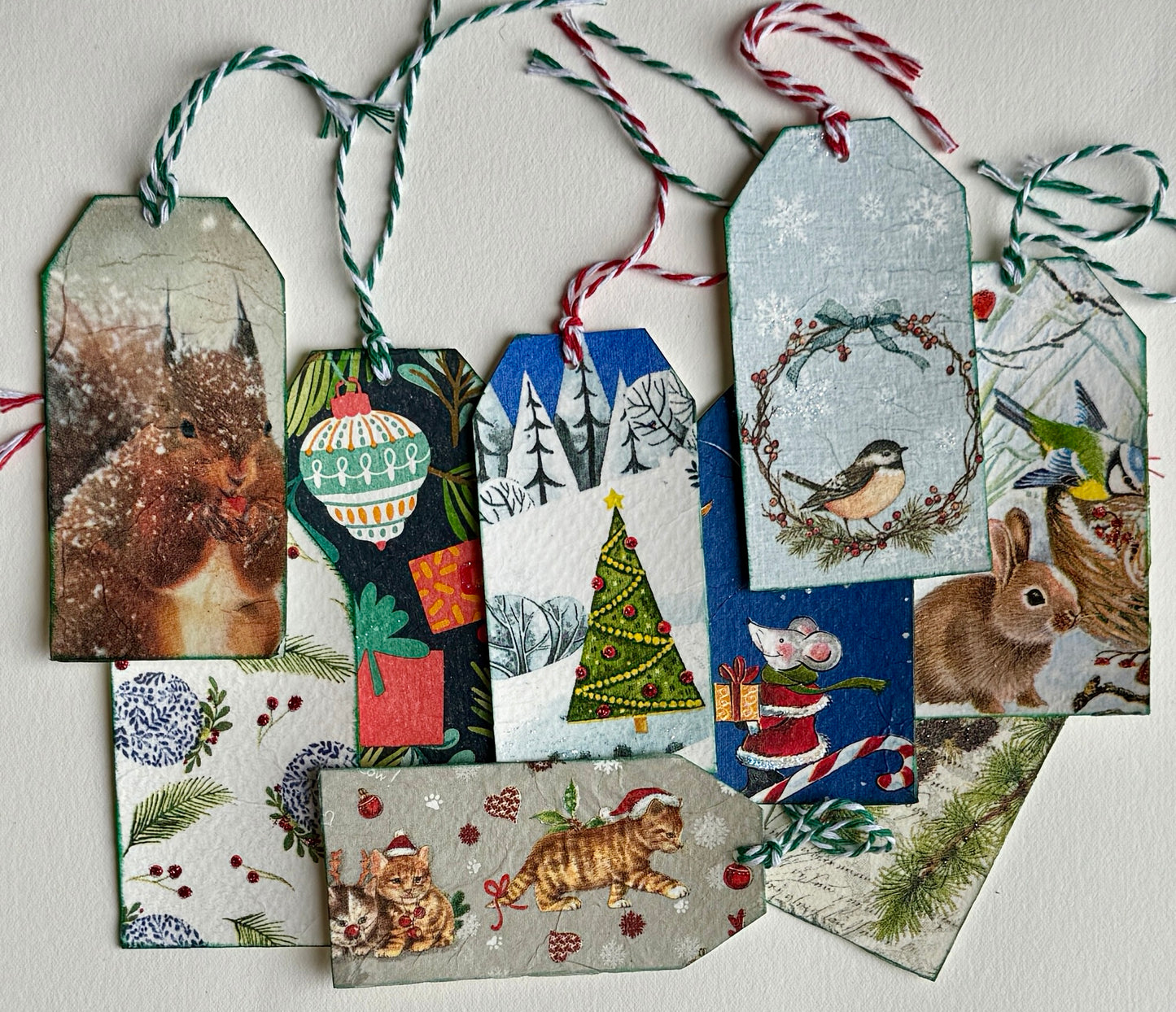 Christmas/Winter nine piece Tag Set (4" x 2")