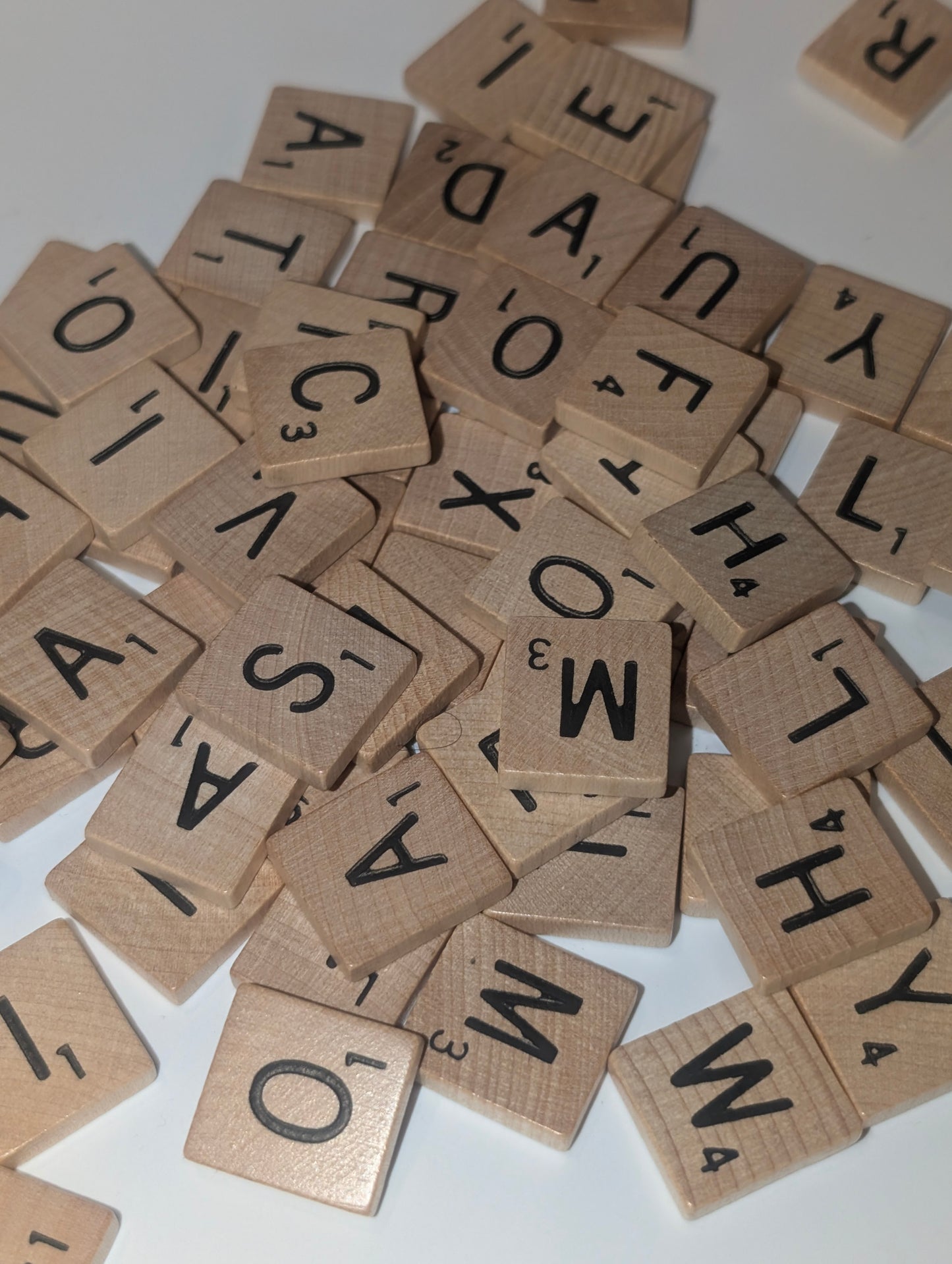 Scrabble tiles and letter holders