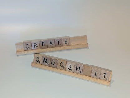 Scrabble tiles and letter holders