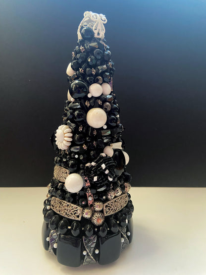 Vintage Jewelry Christmas Tree - Black and White