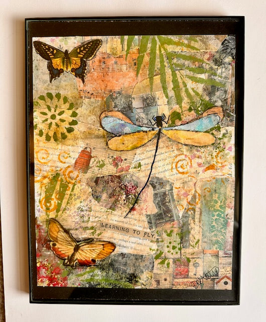 Collage Art Dragonfly and Butterflies