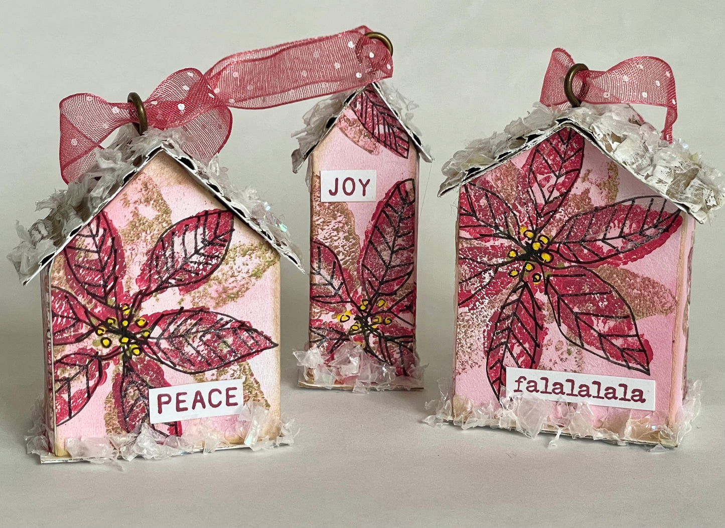 Putz House Christmas Ornaments / Set of 3