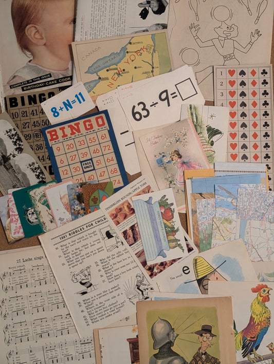 A whole pound of mixed, vintage ephemera