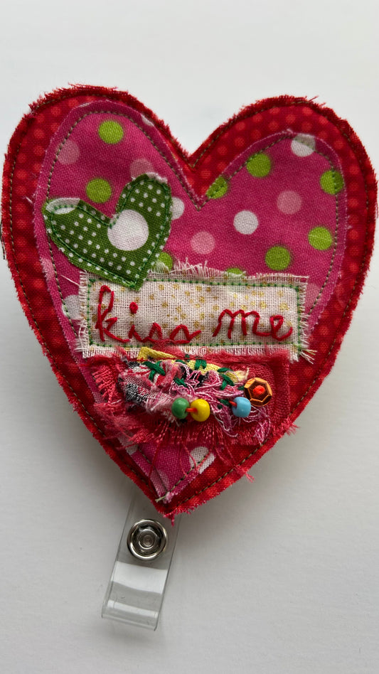 Conversation Heart Badge Reel- Kiss Me