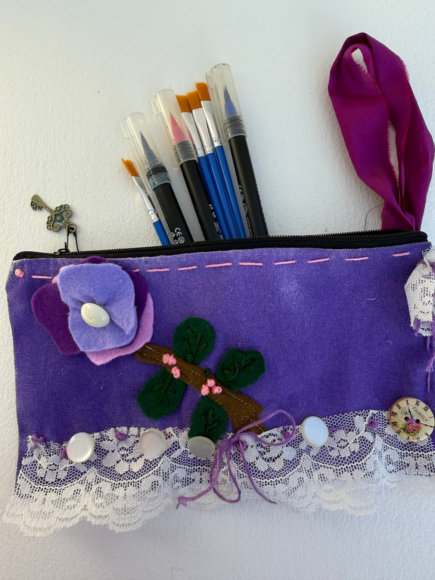 Handmade zipper pouch. One of a kind hand dyed, and stitched. Makes a wonderful Mother’s Day, Valentine's Day or ,birthday gift.