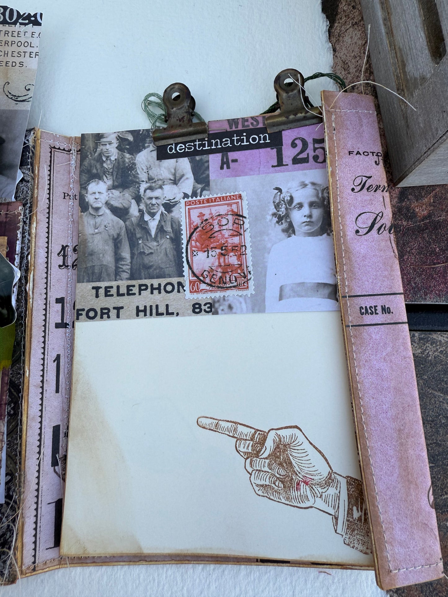 Days gone by journal filled with ephemera hand, bound, lots of vintage lace