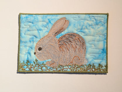 Endangered Rabbit Fabric Postcard, 6” x 4”