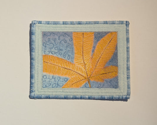 Yellow Leaf Fabric Postcard, 4.75” x 3.75”