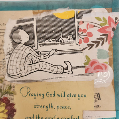 "Praying" Original Collage Greeting Card blank inside