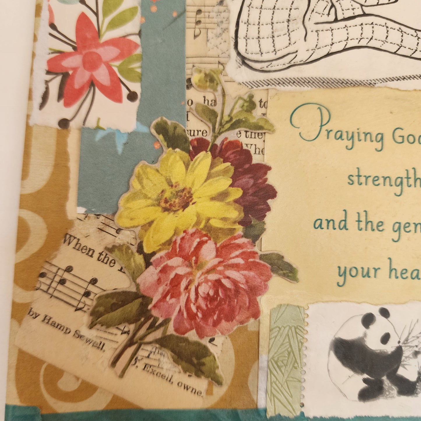 "Praying" Original Collage Greeting Card blank inside