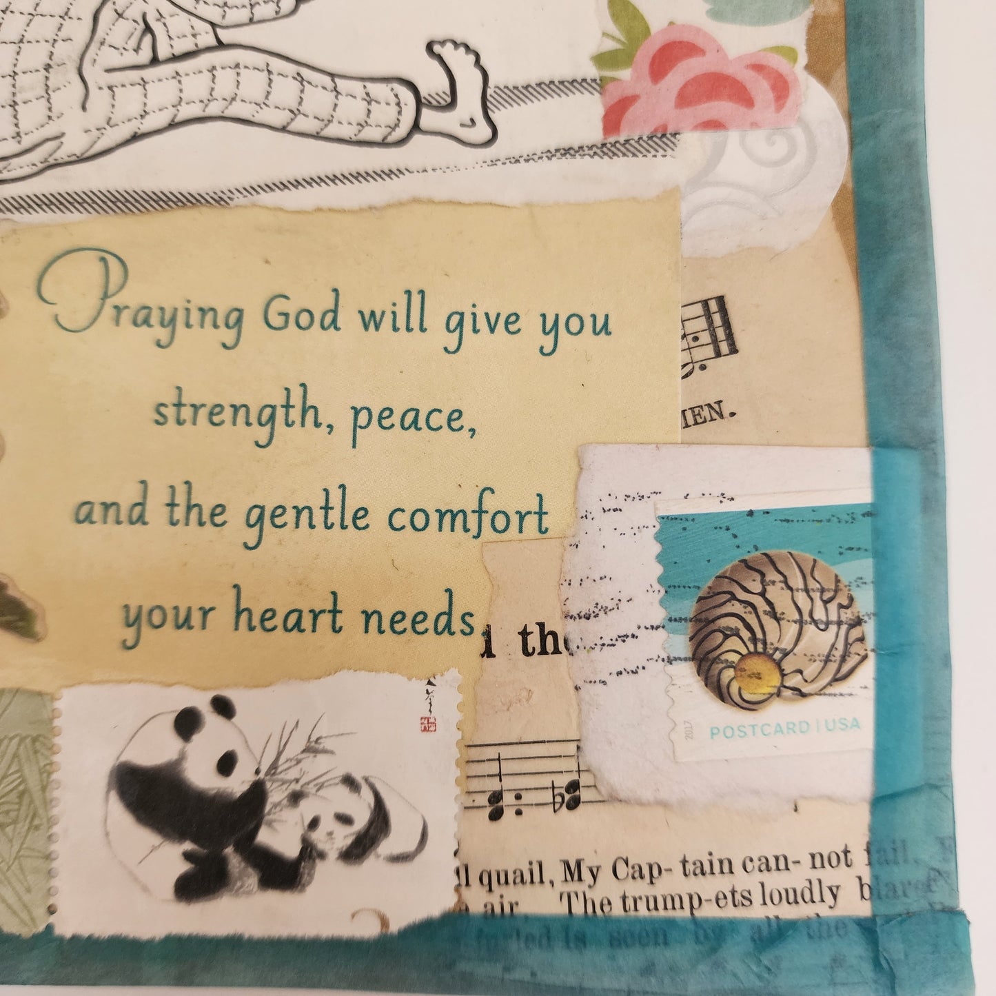 "Praying" Original Collage Greeting Card blank inside