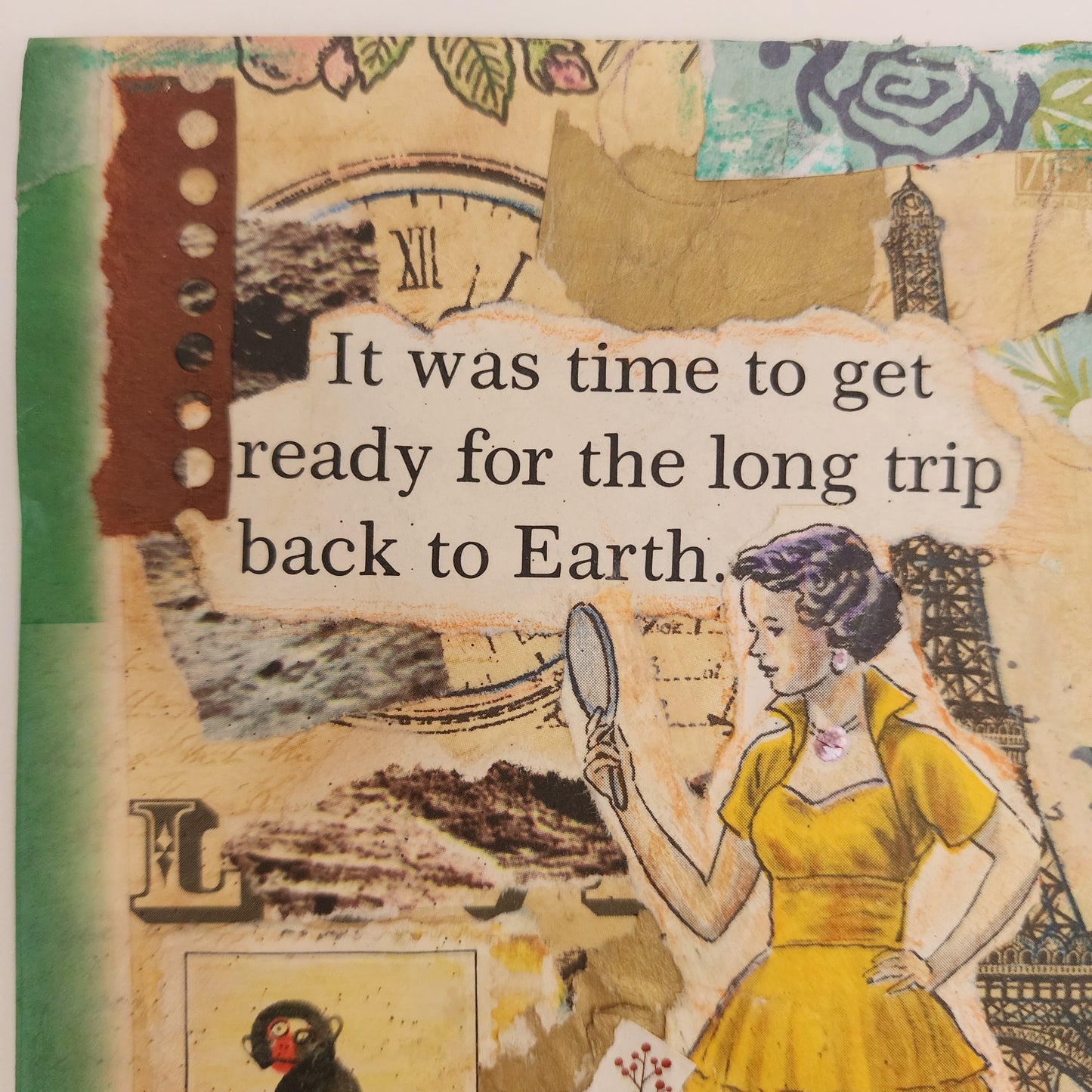 "Long Trip" Original Collage Greeting Card blank inside