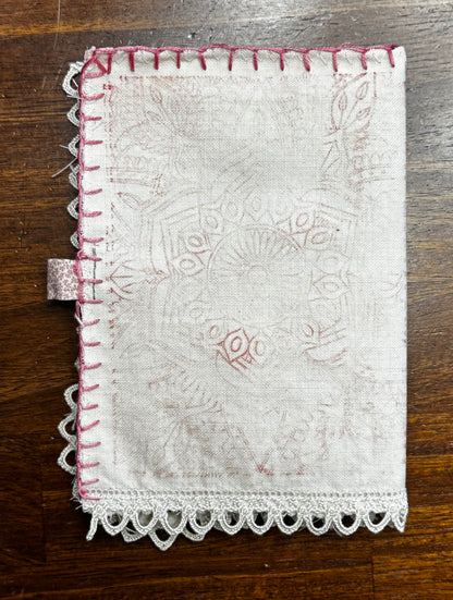 Pink Flower Sewing Case with Bee Cluster Pin