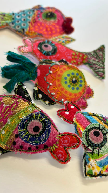 Fishy Slow Stitched Pin