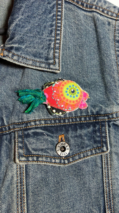 Fishy Slow Stitched Pin