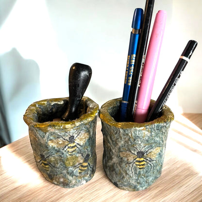 🐝 Inking/Stenciling Spouncer or Pencils/Pen Holder – Handmade & Eco-Conscious! 🎨
