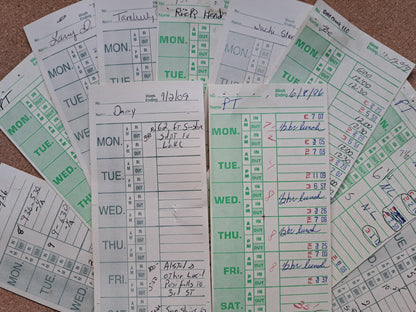 Recycled Used Timecards - assorted pack of 20