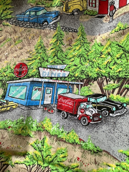 COCA COLA FABRIC by Spectrix 2 YDS VTG Nostalgic Diner Gas Station HARD TO FIND