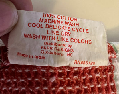 2 Handloomed Coca-Cola waffle weave dish towels cotton Park Designs 1 new 1 used
