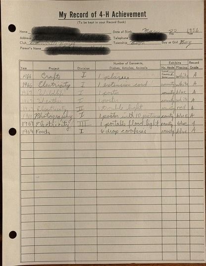 4-H Member’s Record Books (1966 - 1971)