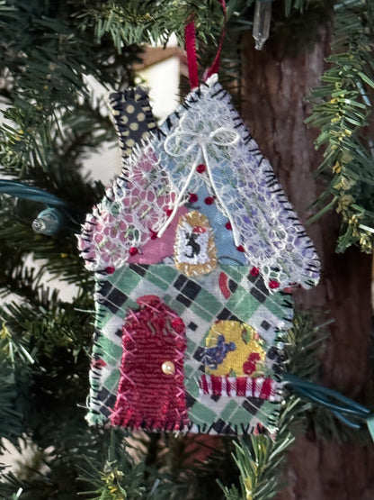 Slow Stitched House Ornament (H1)