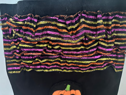 Black Canvas Halloween Sack Pumpkin and Stripe Design